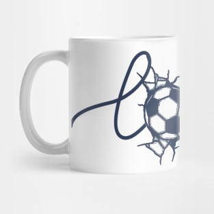 Love soccer; soccer; fan; player; supporter; fanatic; team; coach; game; women's; female; feminine; soccer ball; sport; sports; soccer mom; soccer mum; Mug